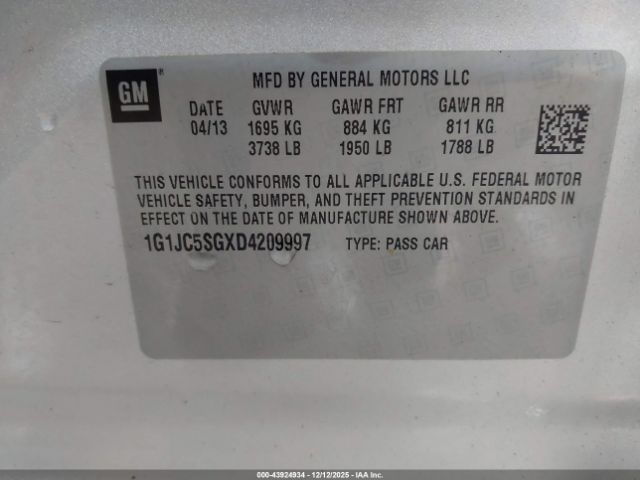 Chevrolet Sonic Lt Auto Image 9